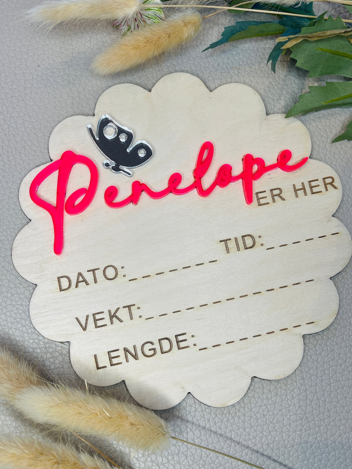 Baby Announcement- BLOMST - Fødsel detaljer