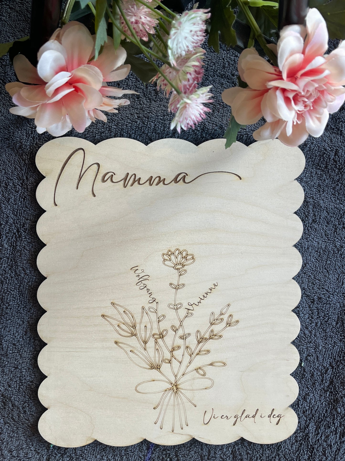 RAMME med blomster gravering