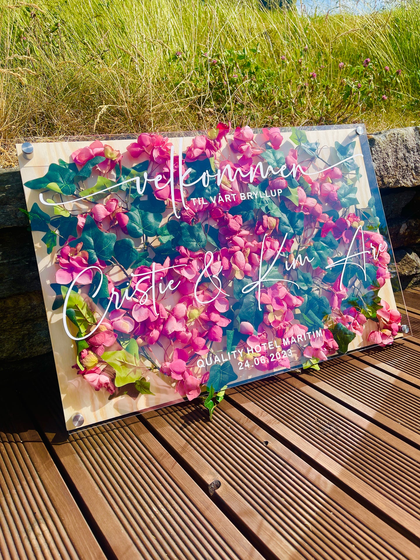 Velkomstskilt med BLOMSTER
